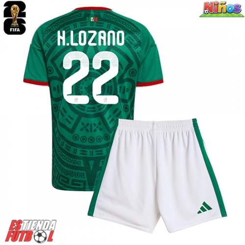 México Hirving Lozano #22 Primera Equipación Niños Mundial 2026 Manga Corta (+ Pantalones cortos)